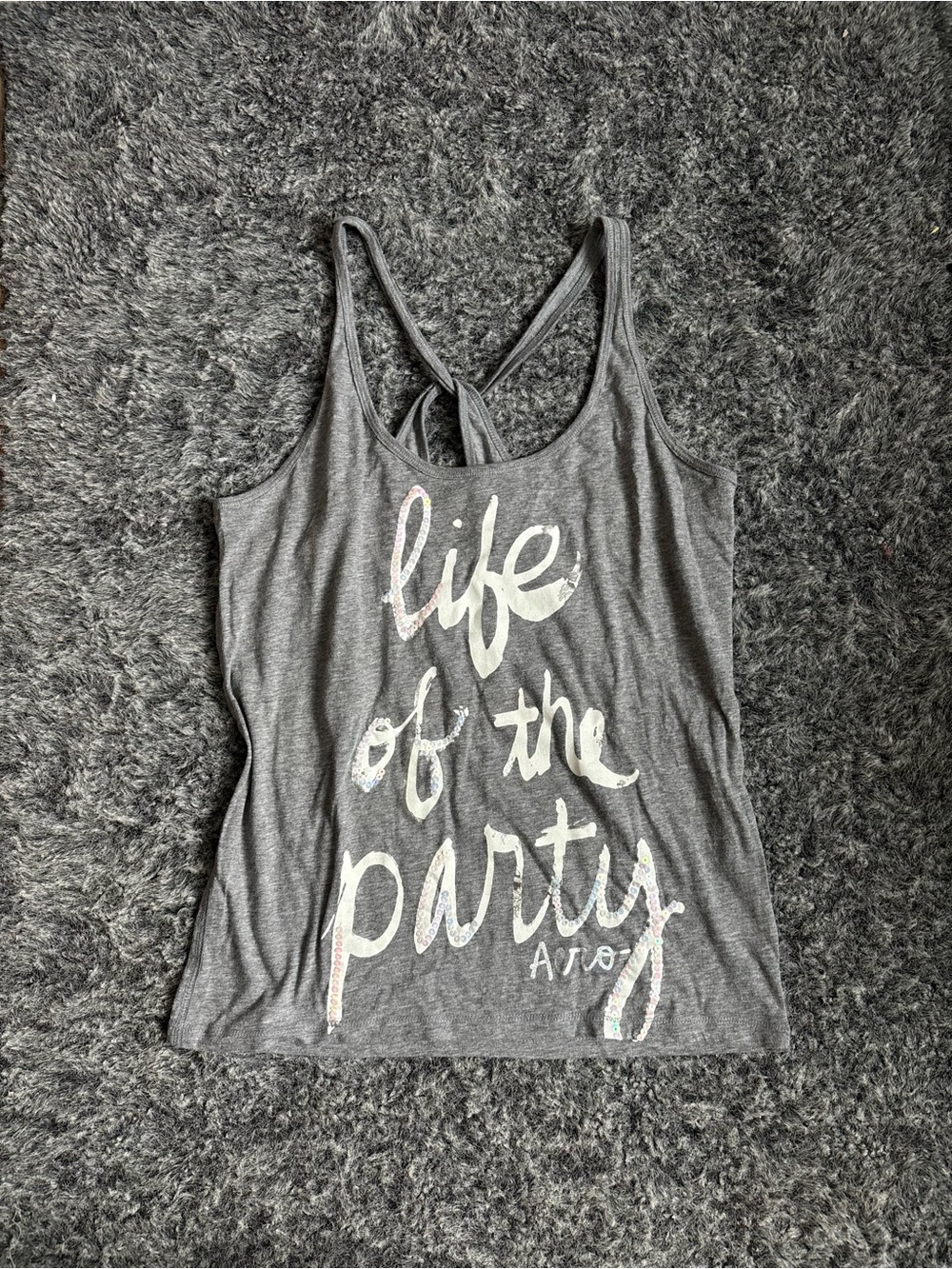Aeropostale Life of the Party Gray Tank Top